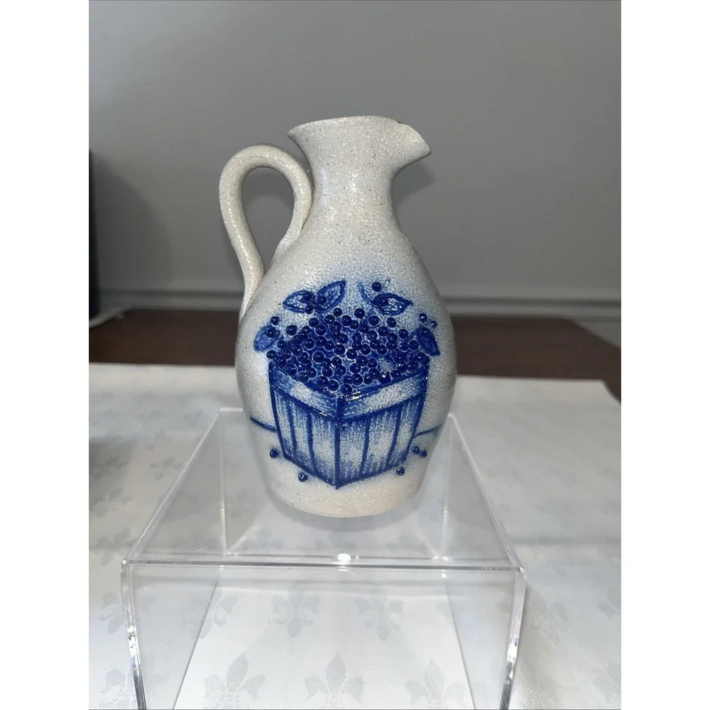 Vintage 2001 Salmon Falls Stoneware 6.5 Blueberry Pitcher - Dave Ernest Mark